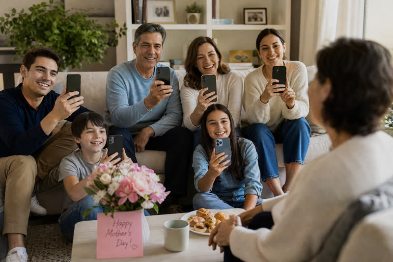 Family video montage from children as a heartfelt gift for Mom
