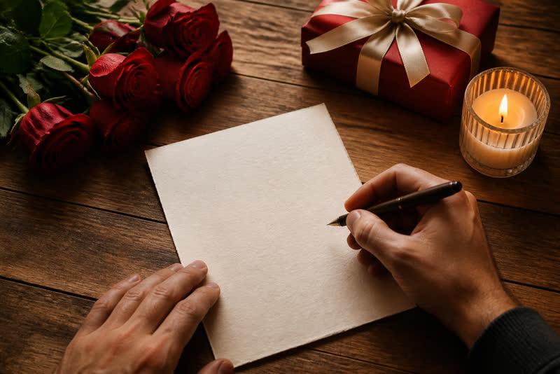 Handwritten love letter as a romantic anniversary gift for wife
