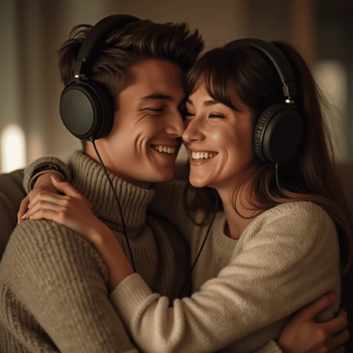 woman listening to her Valentine's song